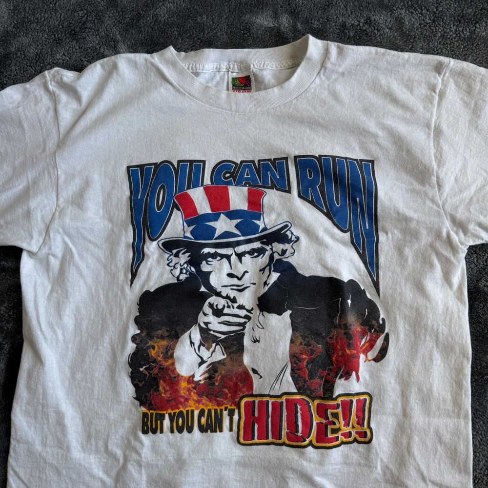 Vintage FOTL Uncle Sam You Can Run But You Can't Hide Graphic T-Shirt L - Picture 6 of 7